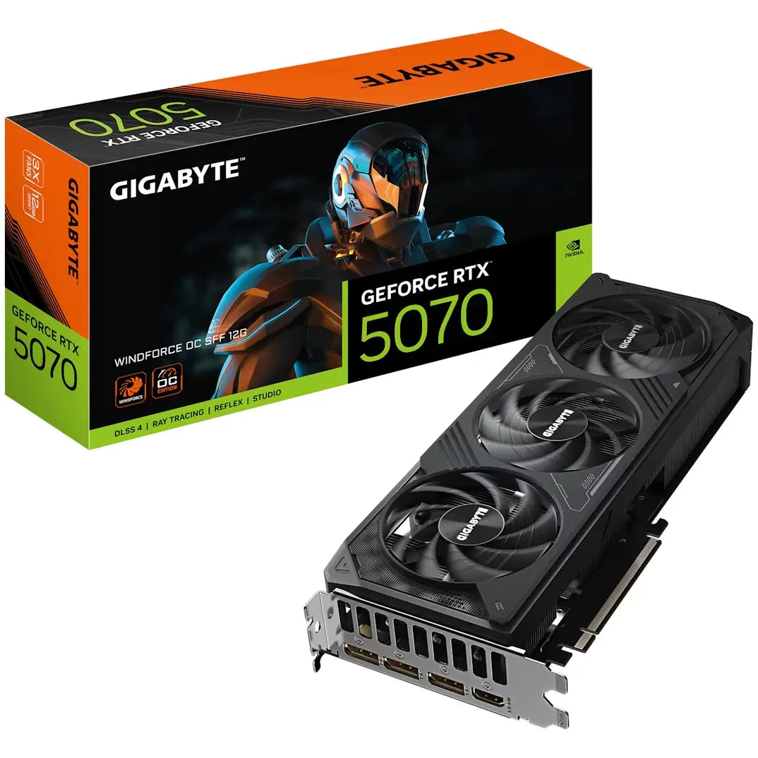 Gigabyte GeForce RTX 5070 Windforce OC SFF 12GB GDDR7 Graphics Card GV-N5070WF3OC-12GD Gigabyte GeForce RTX 5070 Windforce OC SFF 12GB GDDR7 Graphics Card GV-N5070WF3OC-12GD